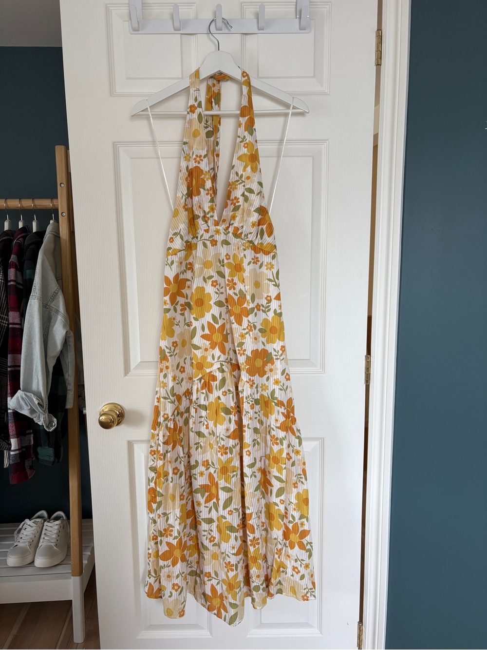 Billabong White Dress with Yellow & Orange Floral Print